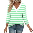 thumbnail image 1 of Jalioing 3/4 Sleeve Shirts for Women Casual Print V Neck Spring Summer Tees Tops Fashion Loose T Shirt Clothes, 1 of 9