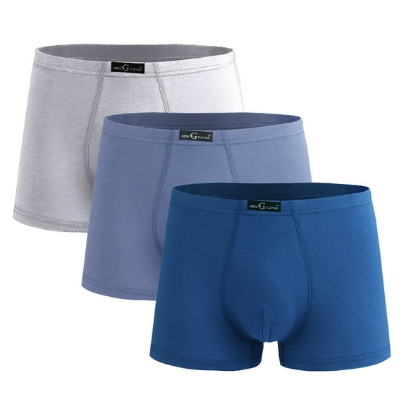 Jalioing 3 Pack Boxer Underwear for Men Solid Color Breathable Cotton Underpants Comfortable Mid Rise Boxer Briefs