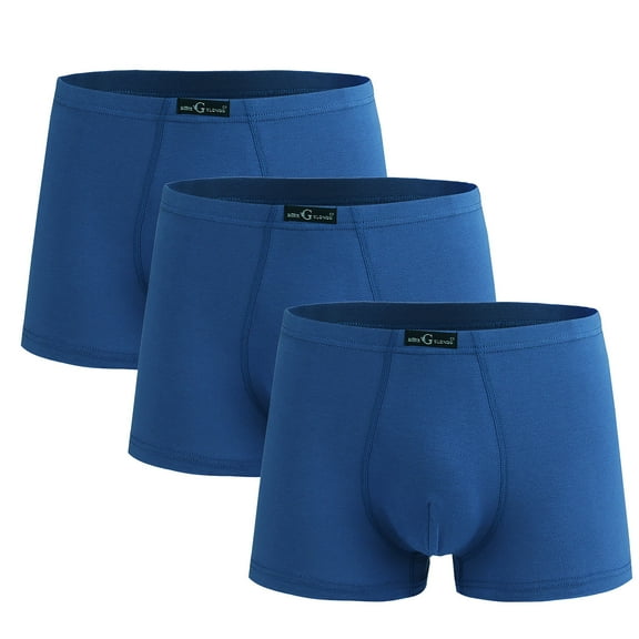 Jalioing 3 Pack Boxer Underwear for Men Solid Color Breathable Cotton Underpants Comfortable Mid Rise Boxer Briefs