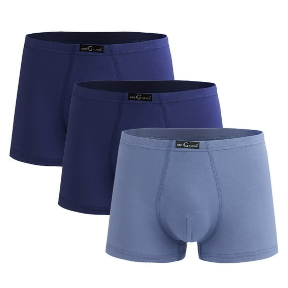 Jalioing 3 Pack Boxer Underwear for Men Solid Color Breathable Cotton Underpants Comfortable Mid Rise Boxer Briefs