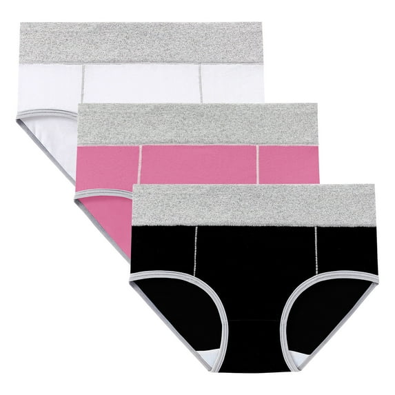 Jalioing 3 Pack Briefs Underwear Womens Plus Size Briefs Breathable High Waist Period Panties