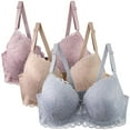 thumbnail image 1 of Jalioing 3 Pack Lace Bra for Women Breathable Push Up Underwire Bralettes Plus Size Full Coverage Everyday Bra, 1 of 2