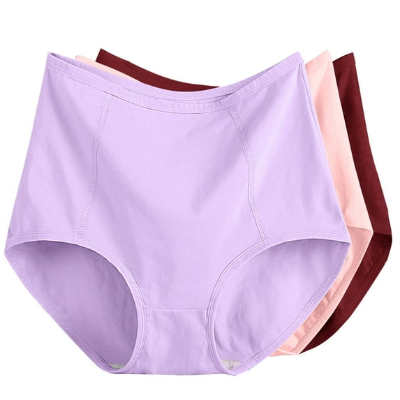 Jalioing 3 Pack Leakproof Underwear Womens High Waist Comfy Panties Plus Size Cotton Briefs