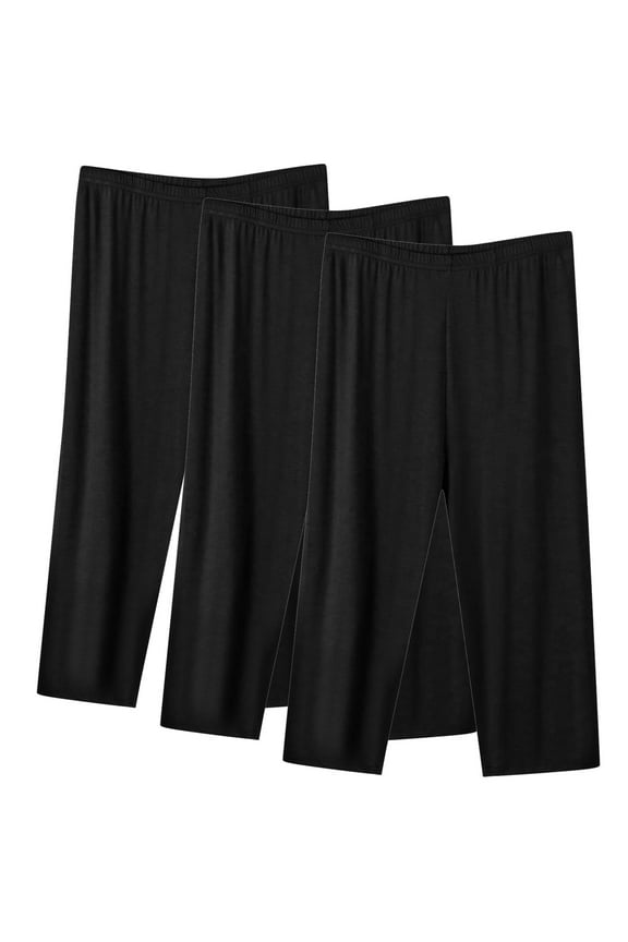 3 Pack Women's Capris Loose Casual Elastic Waist Yoga Pants Summer Plus Size Lightweight Lounge Capri Pants