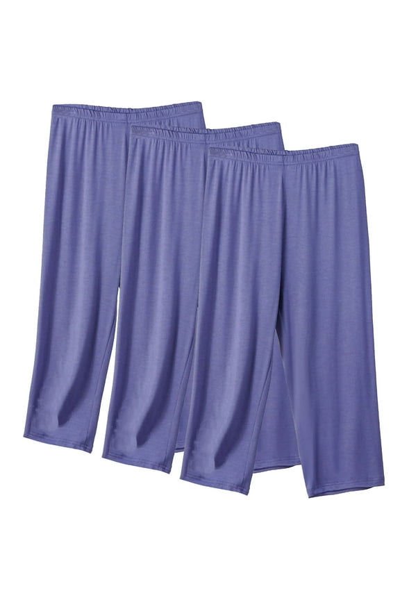 3 Pack Women's Capris Loose Casual Elastic Waist Yoga Pants Summer Plus Size Lightweight Lounge Capri Pants