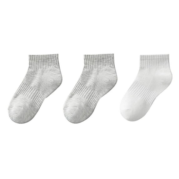 Jalioing 3 Pairs Cotton Ankle Socks for Kids Athletic Sport Crew Socks Girls Boys School Uniform Socks