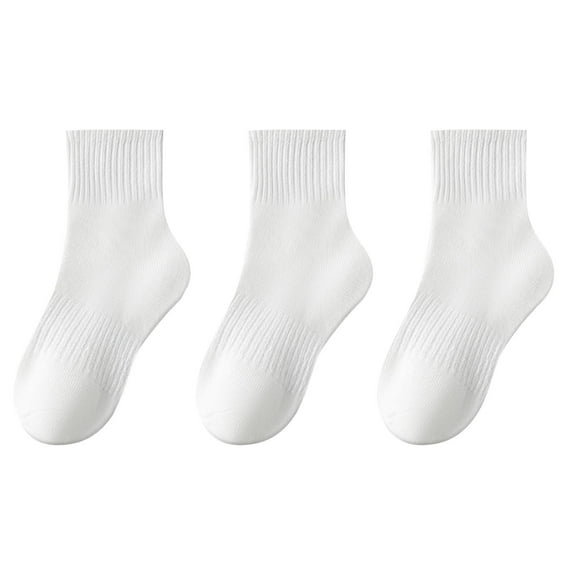 Jalioing 3 Pairs Cotton Ankle Socks for Kids Athletic Sport Crew Socks Girls Boys School Uniform Socks