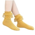 thumbnail image 1 of Jalioing 3 Pairs Ruffle Socks for Girl Frilly Lace Trim Ankle Socks Comfortable Cotton Socks for Teens 1-15 Years, 1 of 3