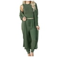 thumbnail image 1 of Jalioing 3 Piece Lounge Set for Women Long Sleeve Cardigan with Tank Crop Top+Trackpant 3PCS Loungewear Sets, 1 of 9