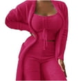 thumbnail image 1 of Jalioing 3 Piece Loungewear Sets for Women Fleece Cardigan Drawstring Front Tank with Padded Shorts Cozy Suits (Large, Hot Pink), 1 of 8