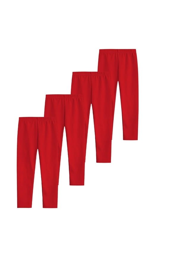 4 Pack Girls Cotton Leggings Kids Full Length Solid Color Leggings Soft Stretchy Yoga Thighs Pants