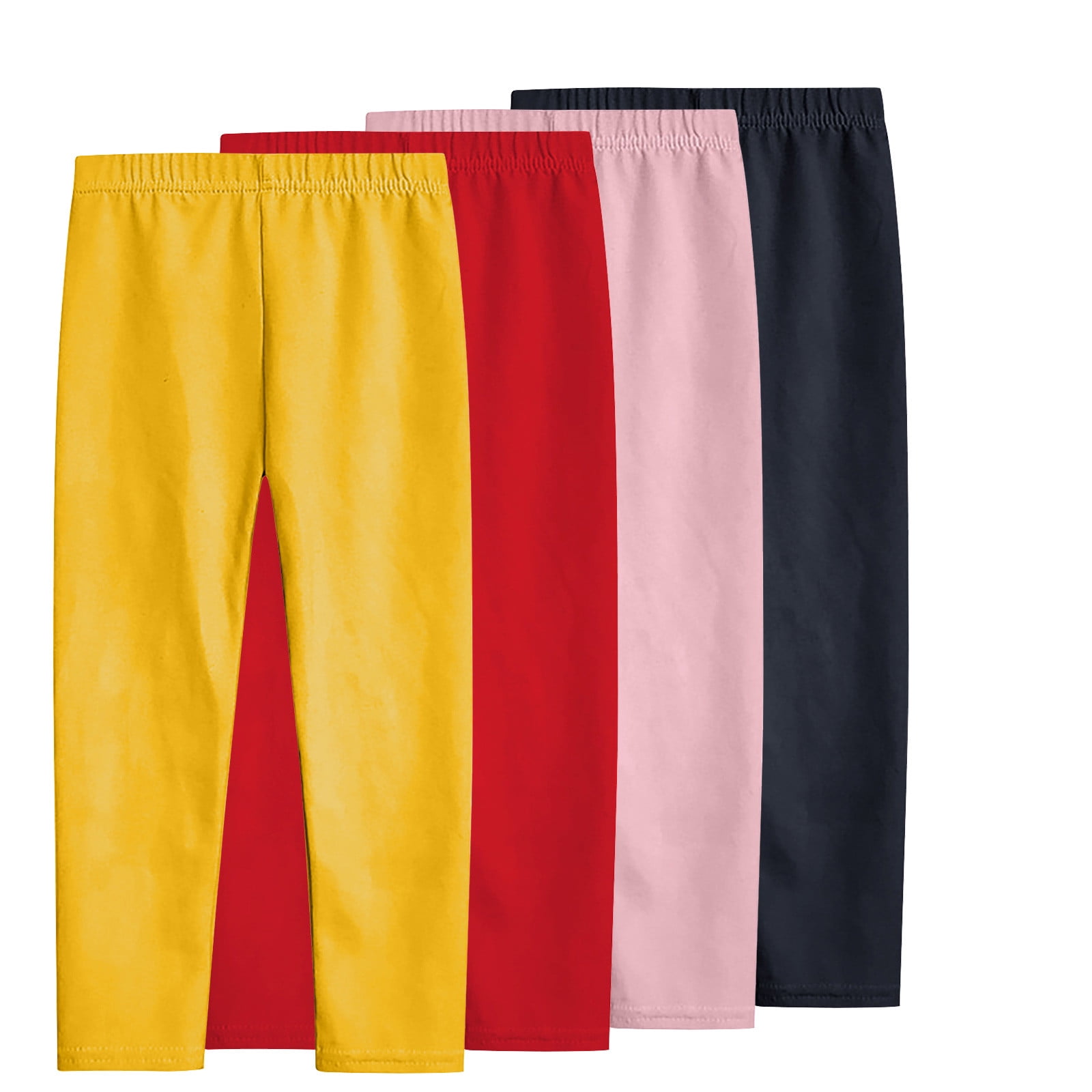 Babyhug Cotton Lycra Knit Full Length Solid Color Leggings with Bow Pack of 2 - Pink & White