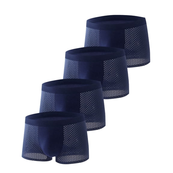 Jalioing 4 Pack Mesh Underwear for Men Breathable Athletic Boxer Briefs Big and Tall Comfortable Underpants