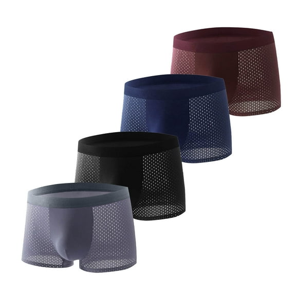 Jalioing 4 Pack Mesh Underwear for Men Breathable Athletic Boxer Briefs Big and Tall Comfortable Underpants