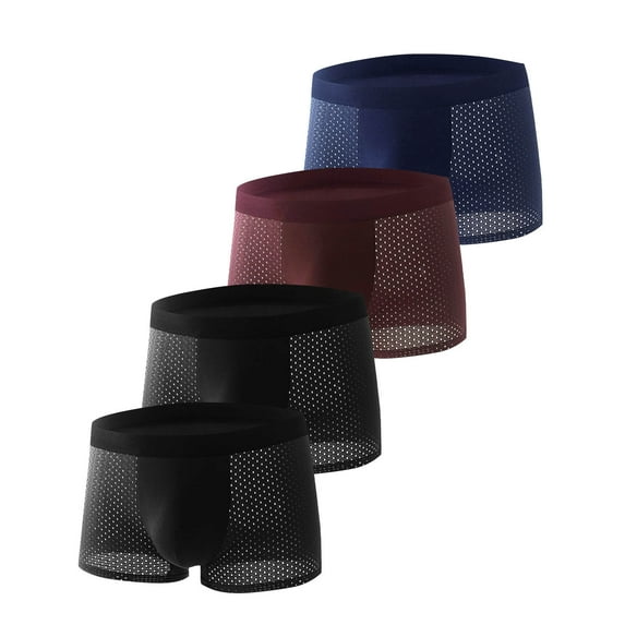 Jalioing 4 Pack Mesh Underwear for Men Breathable Athletic Boxer Briefs Big and Tall Comfortable Underpants