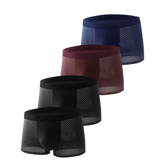 Jalioing 4 Pack Mesh Underwear for Men Breathable Athletic Boxer Briefs Big and Tall Comfortable Underpants