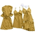 thumbnail image 1 of Jalioing 4 Piece Pajamas Set Womens Lace Cardigan & Mini Nightgown with Camisole & Shorts Satin Lounge Sets, 1 of 3