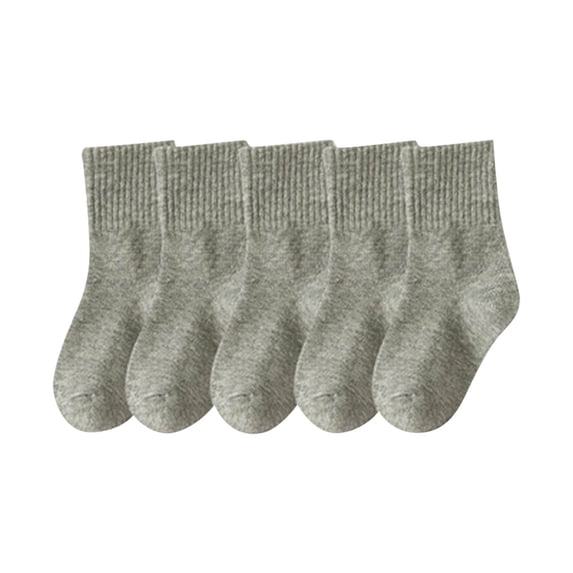 Jalioing 5 Pack Athletic Socks for Boys Girls Solid Color Cotton Crew Sport Sock Kids School Socks 1-12 Years