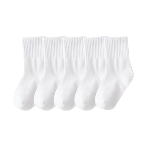 Jalioing 5 Pack Athletic Socks for Boys Girls Solid Color Cotton Crew Sport Sock Kids School Socks 1-12 Years