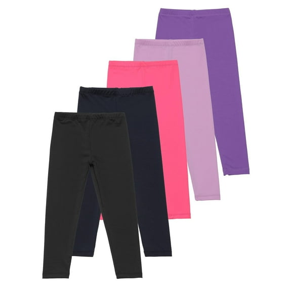 Jalioing 5 Pack Leggings for Girls Solid Color Kids Toddlers Stretchy Thighs Pants Full Length Comfy Leggings