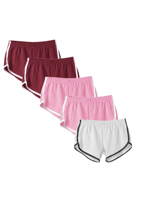 5 Pack Womens Shorts Summer Yoga Sport Short Pants Athletic Running Dance Shorts for Women S-3XL
