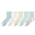 thumbnail image 1 of Jalioing 5 Pairs Cotton Socks for Kids Summer Lightweight Breathable Ankle Socks Girls Boys Crew Socks 1-12 Years, 1 of 3