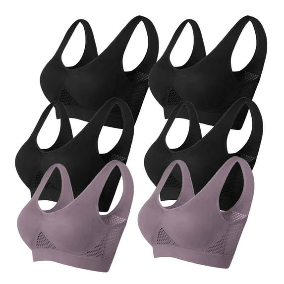 Jalioing 6 Pack Women's Sport Bras Plus Size Full Coverage High Impact Athletic Bra Breathable Supportive Yoga Bra