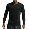 thumbnail image 1 of Jalioing Athletic Tops for Men Breathable Long Sleeve Crew Neck Basic Sport Tee Quick Dry Workout Mesh T Shirt, 1 of 5