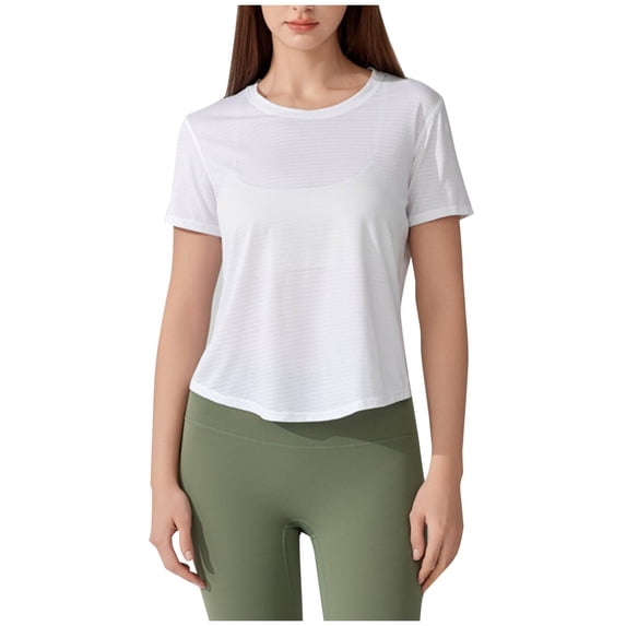 Jalioing Athletic Yoga Shirts for Women Lightweight Short Sleeve Open Back Workout Tee Training Sport Outfits