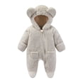 thumbnail image 1 of Jalioing Baby Snowsuit Winter Thermal Fuzzy Fleece Footed Rompers Ear Hooded Zipper Long Sleeve Jumpsuit for Infant, 1 of 9