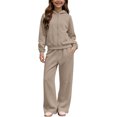 thumbnail image 1 of Jalioing Big Boys Girls Tracksuit 2 Piece Zipper Hoodies Wide Leg Sweatpants Set Winter Casual Workout Outfits, 1 of 9