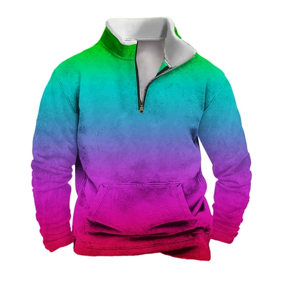 Jalioing Big and Tall Sweatshirt Men Quarter Zip Long Sleeve Stand Collar Pullover Top Warm Pockets Sweatshirt