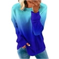 thumbnail image 1 of Jalioing Blouse Long Sleeve for Women Round Neck Gradient Color Slim Colorblocked Loose Shirt (Large, Blue), 1 of 5