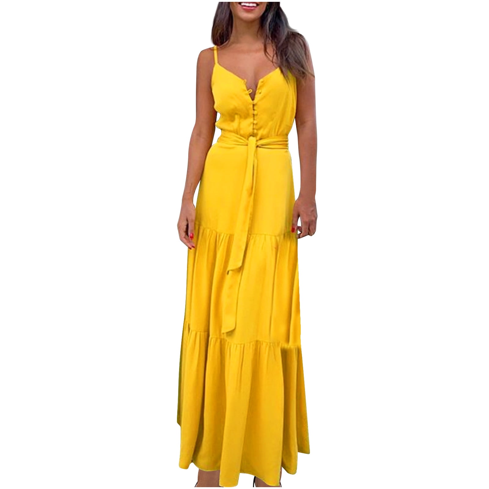 UoCefik Women's 2025 Summer Linen Maxi Dress Contrast Spaghetti Strap Dress Backless Sleeveless Casual Party Beach Dresses Beige L