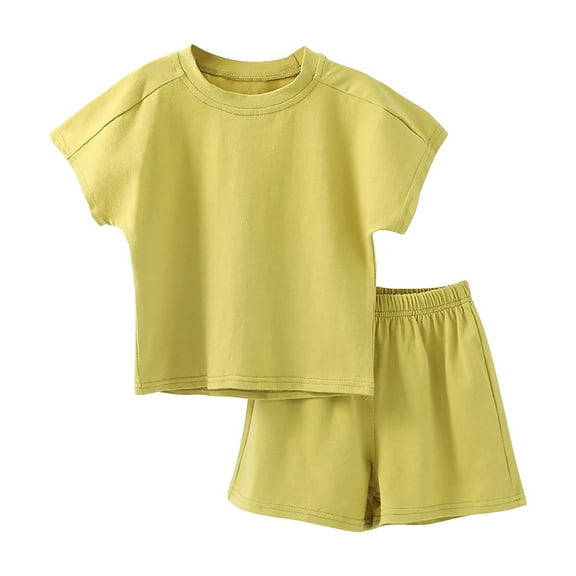 Jalioing Boys Girls Cotton Lounge Set 2 Piece Short Sleeve T Shirt Shorts Pajama Set Toddler Kids Sleepwear