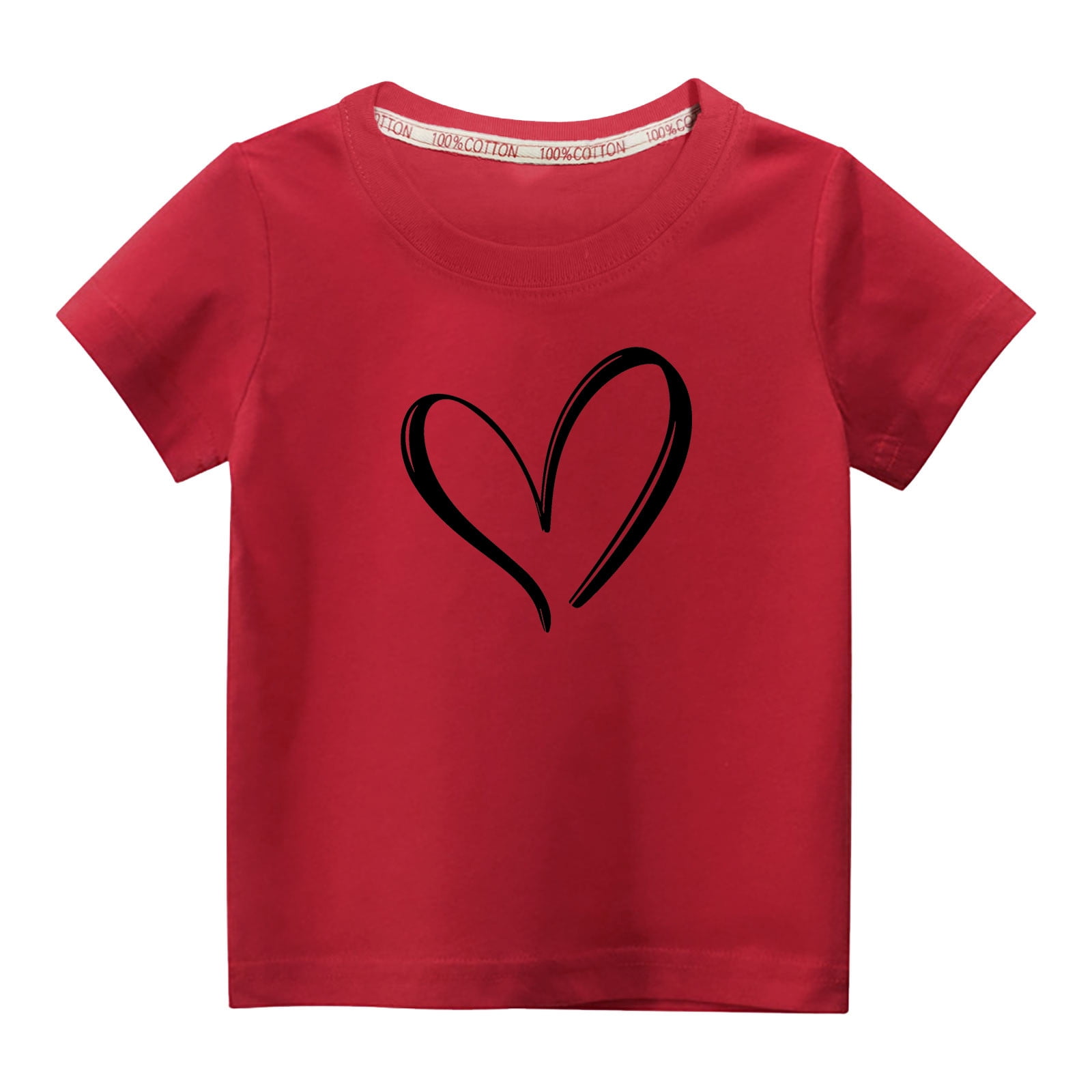 Jalioing Boys Girls Heart Shirt T-Shirt for Kids Crew Neck