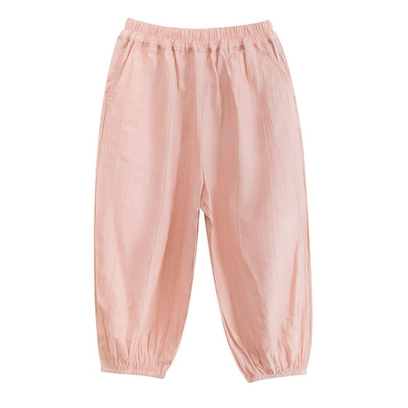 Jalioing Boys Girls Lounge Pants Casual Elastic Waist Athletic Trousers Kids Loose Solid Joggers with Pocket