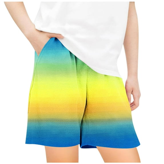Jalioing Boys Girls Summer Shorts Color Block Striped Elastic Waist Casual Shorts Kids Vacation Beach Shorts