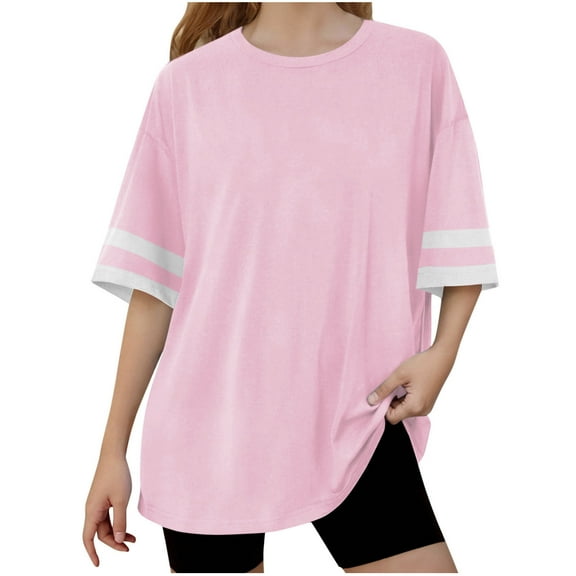 Jalioing Boys Girls T Shirt Oversized Short Sleeve Crew Neck Summer Tee Solid Color Casual Tops for Kids Teens