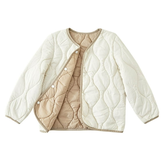 Jalioing Boys Girls Winter Coat Button Down Padded Quilted Jacket Kids Teens Thermal Warm Coat Outerwear