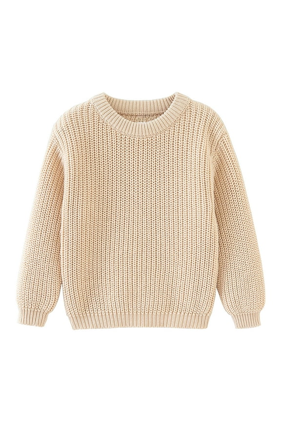 Cable Knit Pullover for Toddler Fall Winter Casual Crew Neck Long Sleeve Sweaters Kids Cute Solid Color Sweaters