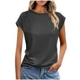 thumbnail image 1 of Jalioing Cap Sleeve T Shirt for Women Loose Casual Basic Crew Neck Plain Shirts Fashion Trendy Tees Tops, 1 of 6