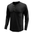 thumbnail image 1 of Jalioing Casual Long Sleeve Tops for Men Classic Crew Neck Button Shirts Solid Color Vintage Work Tops, 1 of 4