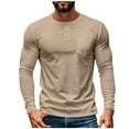 thumbnail image 1 of Jalioing Casual Shirt for Men Classic Solid Long Sleeve Crew Neck Button T Shirt Fashion Basic Tops with Pocket, 1 of 6