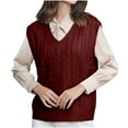 thumbnail image 1 of Jalioing Casual V Neck Sweaters for Women Knitted Sleeveless Sweater Vest Dressy Fashion Loose Pullover Sweater, 1 of 3
