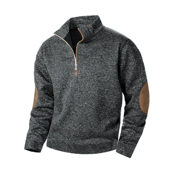 Jalioing Classic Pullover for Men Vintage Casual Long Sleeve Half Zip Collared Sweatshirt Business Dressy Shirts
