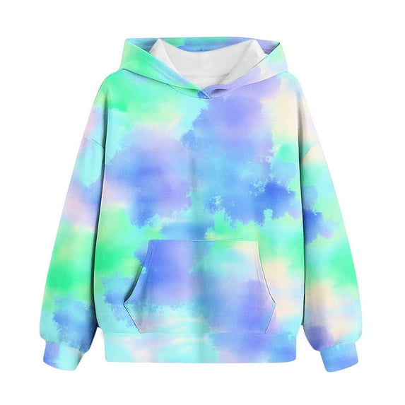 Jalioing Colorful Hoodies for Girls Oversized Long Sleeve Fashion Sweatshirts with Pocket Teens Pullover Tops
