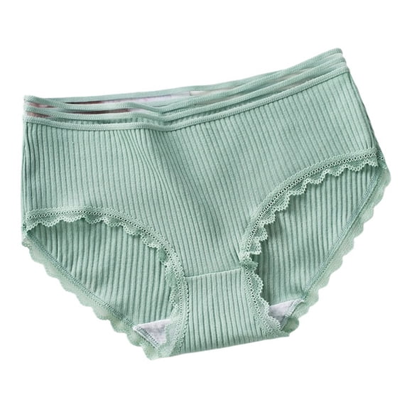 Jalioing Cotton Briefs Underwear for Women Ribbed Mid Waist Full Coverage Ribbed Panties Soft Breathable Underpants