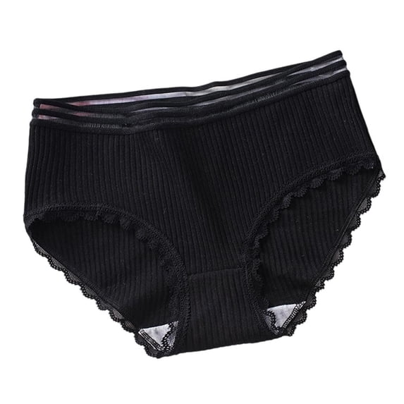Jalioing Cotton Briefs Underwear for Women Ribbed Mid Waist Full Coverage Ribbed Panties Soft Breathable Underpants