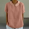 thumbnail image 1 of Jalioing Cotton Linen 3/4 Sleeves Blouse for Women Lace Crew Neck Cut out Oversized Spring Summer Ladies Top (Medium, Orange), 1 of 6